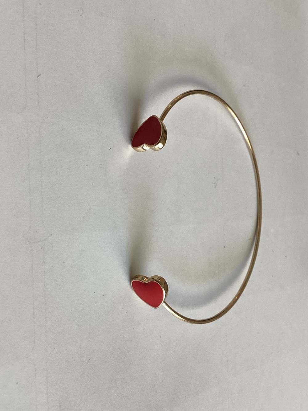 Gold‎ Bangle Bracelet with Red Heart Accents
